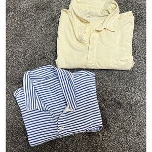 LOT‎ OF 2 J Crew Men's Yellow Blue/White Striped Short Sleeve Polo Shirts XXL